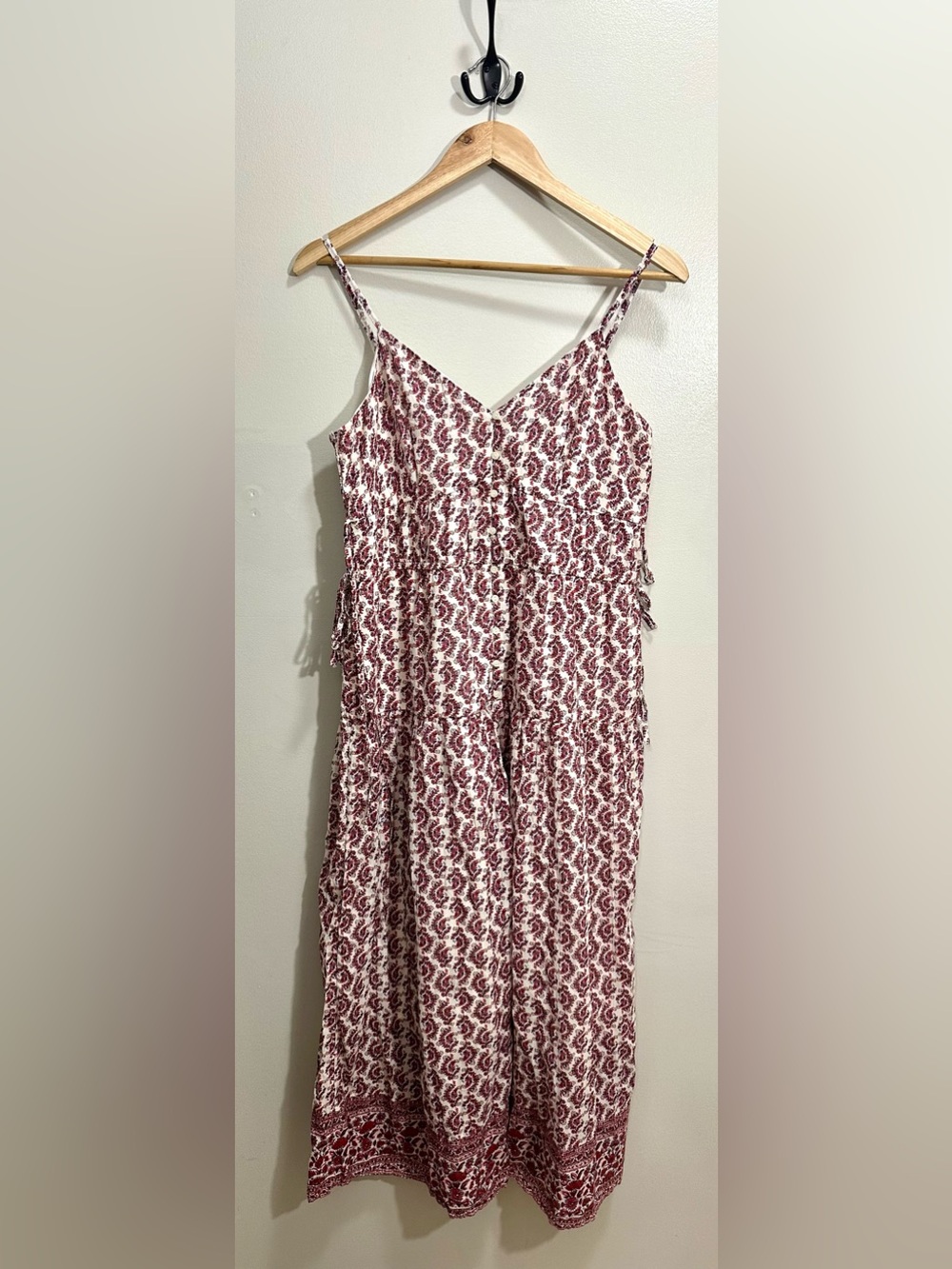 American Eagle V Neck Side Tie Paisley Floral Midi Dress Size L